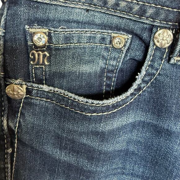 Vtg Y2K Miss Me Jeans Signature Bootcut Embellished Color Thread 31X33 Whiskers - Picture 3 of 12